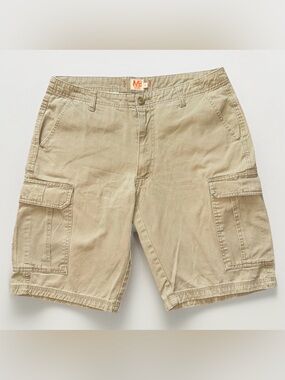 Michael Brandon Men's Cargo Shorts in Khaki Beige 100% Cotton